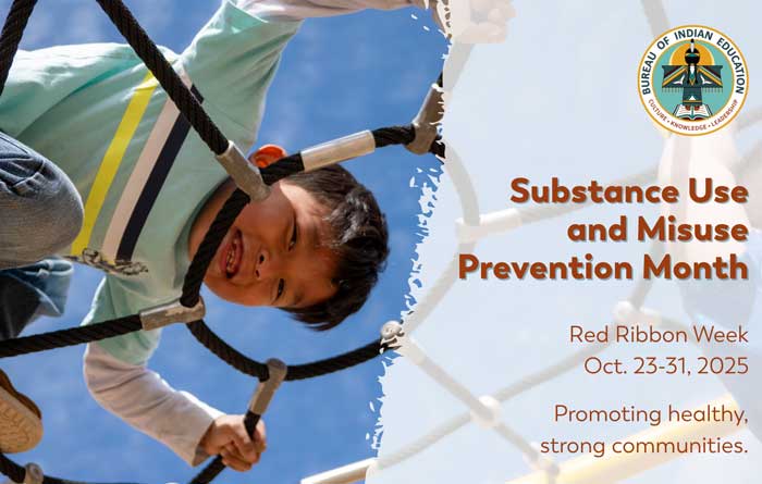 Red Ribbon advertisement about Substance Use and Misuse Prevention Month